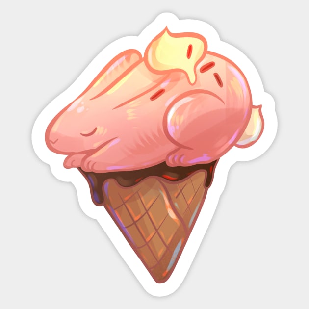 Strawberry Bunny Cone Sticker by Claire Lin